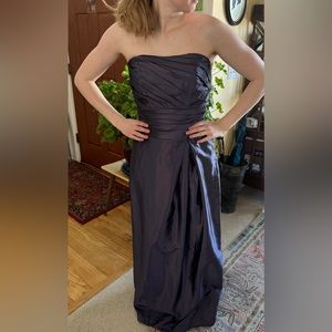 Belsoie Purple Strapless Ruched Full Length Formal Prom Bridesmaid Dress Size 8